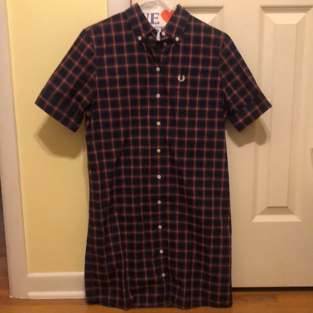 Fred Perry Navy and Red Plaid Mini Dress